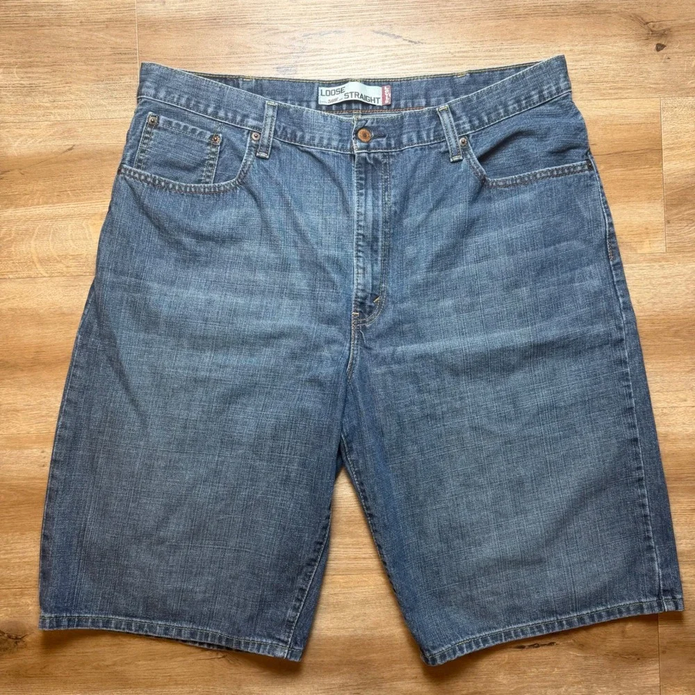 Levis 569 Loose Straight Shorts Mens 40 Blue Denim‎ Baggy Skater 100% Cotton Y2K